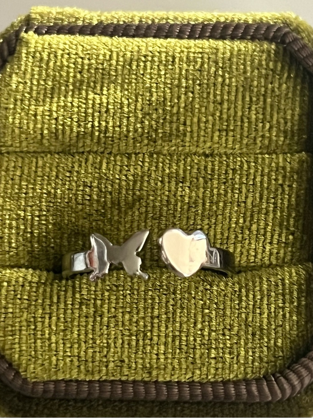 Butterfly and Heart Stainless Steel Silver Adjustable Ring Size 6-9